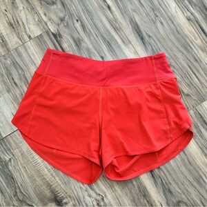 Lululemon Speed Up Mid Rise 4”Women's Red Athletic Shorts sz 6